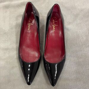 Black Leather Pumps Heels Women's Size 7